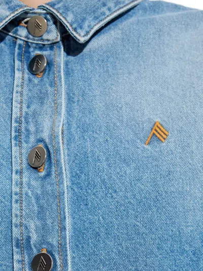 Attico Asymmetric-hem Denim Shirt In Blue