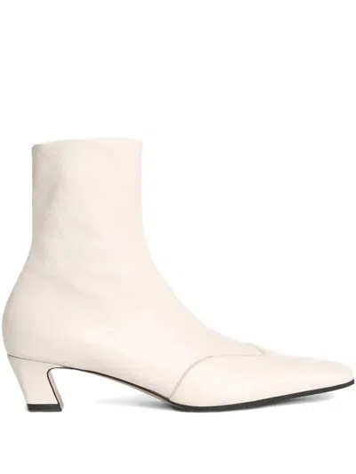 Khaite 40mm Nevada Stretch Ankle Boots In White