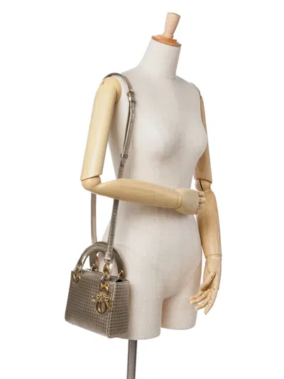Pre-owned Dior 2016 Mini Metallic Patent Microcannage Lady  Satchel