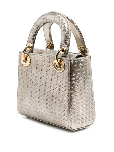 Pre-owned Dior 2016 Mini Metallic Patent Microcannage Lady  Satchel