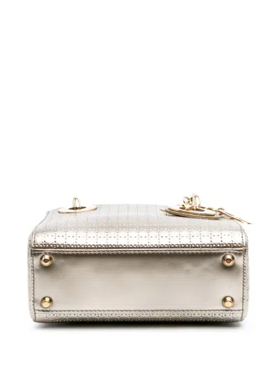 Pre-owned Dior 2016 Mini Metallic Patent Microcannage Lady  Satchel