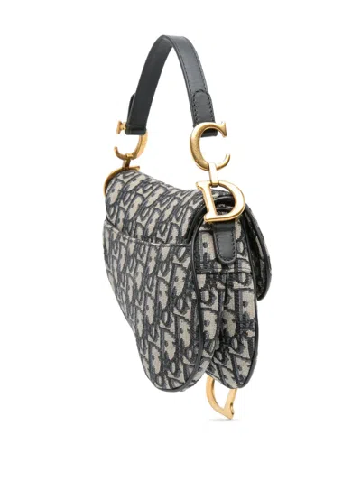 Pre-owned Dior 2018 Mini Oblique Canvas Saddle Bag Satchel