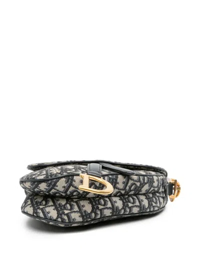 Pre-owned Dior 2018 Mini Oblique Canvas Saddle Bag Satchel
