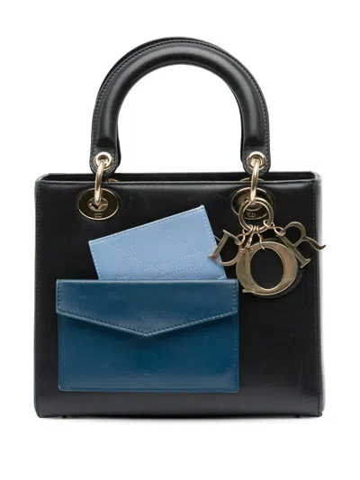 Pre-owned Dior 2014 Medium Calfskin Pockets Lady  Satchel In Black