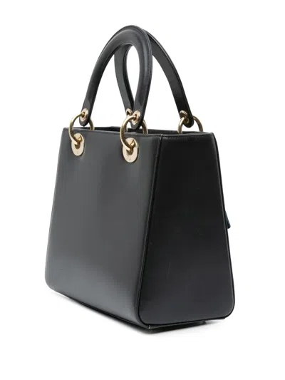 Pre-owned Dior 2014 Medium Calfskin Pockets Lady  Satchel In Black