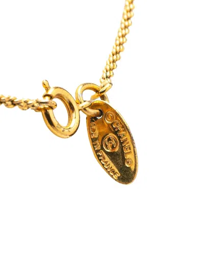 Pre-owned Chanel 1970-1980 Gold Plated Rhinestone Pendant Necklace Costume Necklace