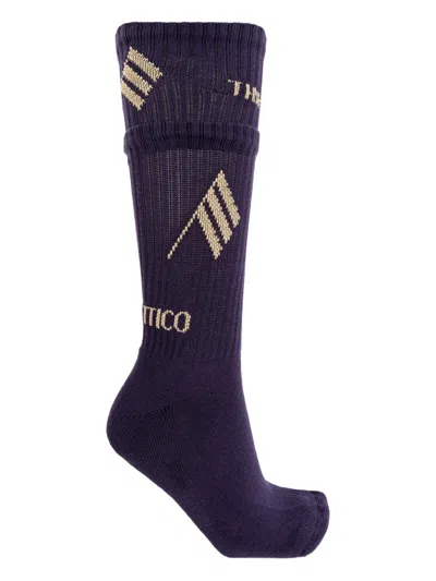 Attico Flag-logo Cotton Socks In Black