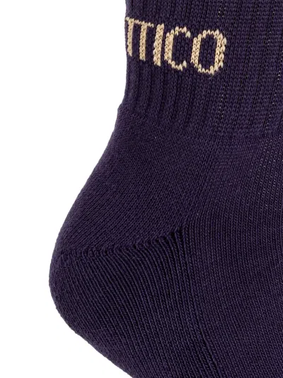 Attico Flag-logo Cotton Socks In Black