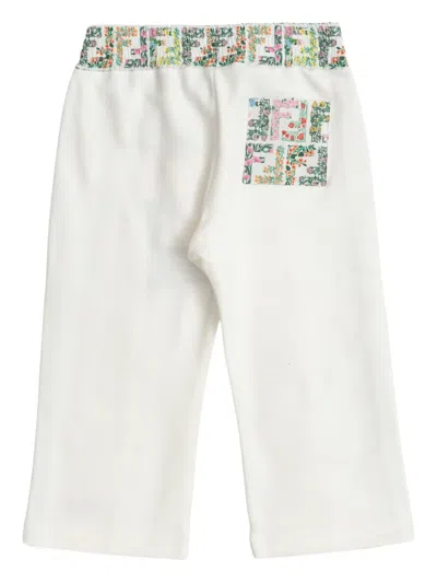Fendi Floral-print Side-stripe Trousers In White