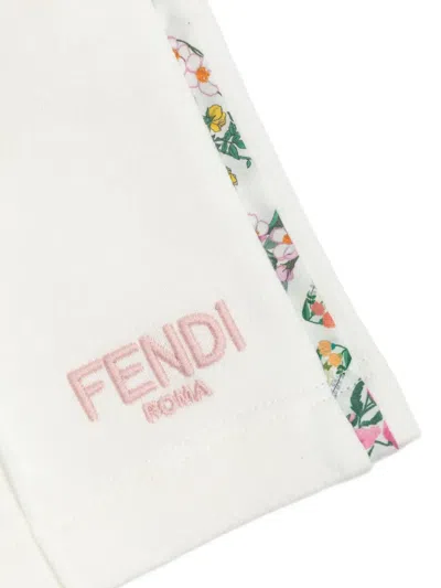 Fendi Floral-print Side-stripe Trousers In White
