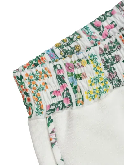 Fendi Floral-print Side-stripe Trousers In White
