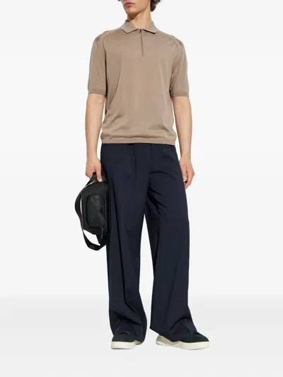 Emporio Armani Half-zip Polo Shirt In Neutral