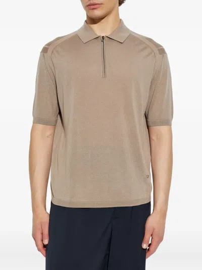 Emporio Armani Half-zip Polo Shirt In Neutral