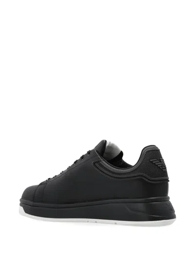 Emporio Armani Leather Sneakers In Black