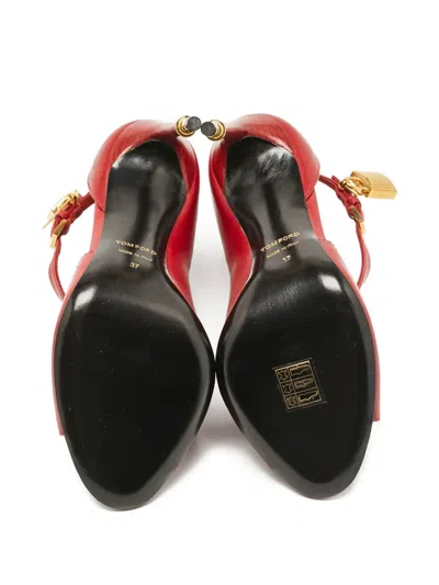 Pre-owned Tom Ford  110mm Padlock-detail Boots In Red