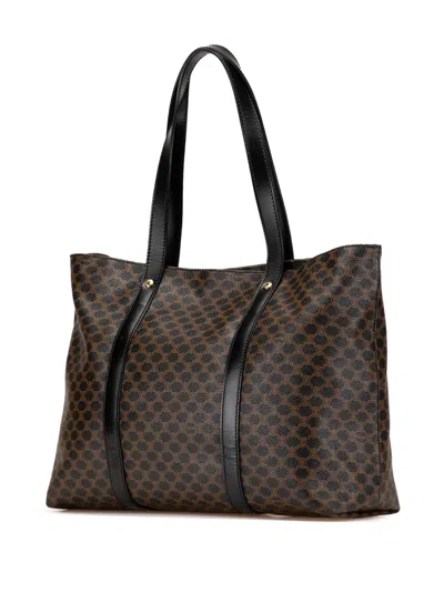 Pre-owned Celine 1999 Macadam Coated Canvas Tote Bag In Black
