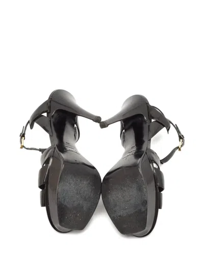 Pre-owned Saint Laurent 110mm Patent-leather Platform Sandals In Black