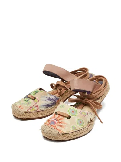 Pre-owned Missoni 50mm Floral-print Espadrilles