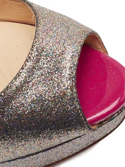 Pre-owned Christian Louboutin 150mm Lady Peep Pumps In Gray