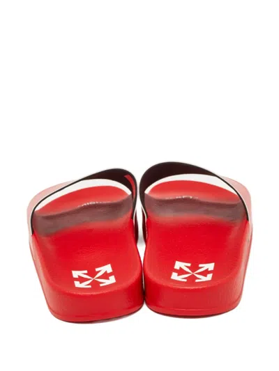 Pre-owned Off-white Paten-leather Arrow Sandals In Red