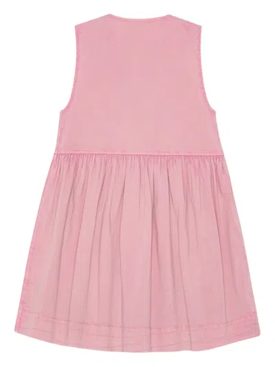 Ganni Tie-front Dress In Pink