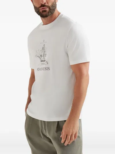 Brunello Cucinelli Statue-print T-shirt In White