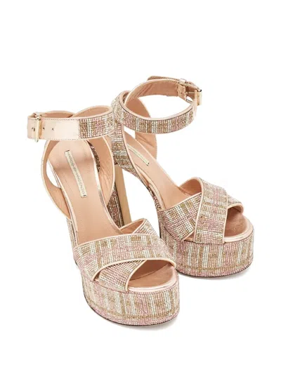 Pre-owned Marco De Vincenzo 120mm Rhinestone-embellished Sandals In Neutral