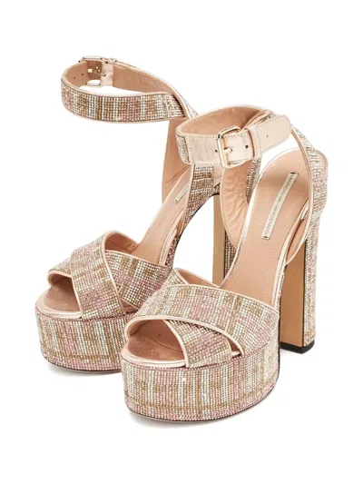 Pre-owned Marco De Vincenzo 120mm Rhinestone-embellished Sandals In Neutral