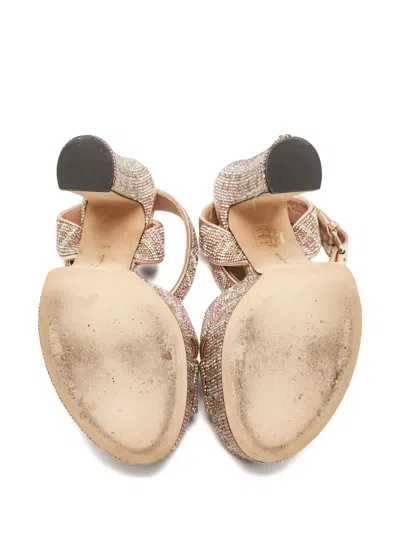 Pre-owned Marco De Vincenzo 120mm Rhinestone-embellished Sandals In Neutral