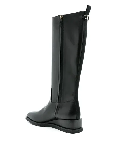 Ferragamo Woman Boot Black Size 7.5 Calfskin In Multi