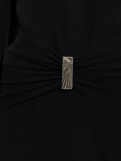 Attico Gathered-detail Collared Dress In Black