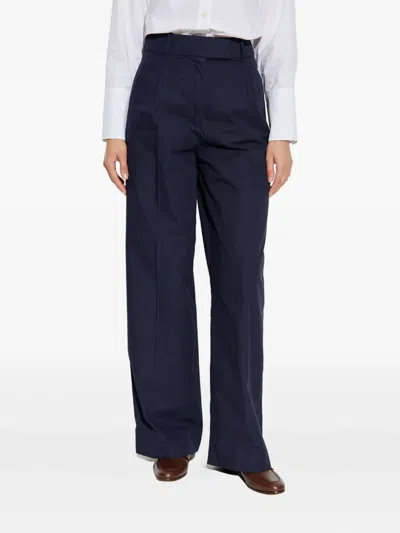 Apc A.p.c. Veronica Pleated Cotton Trousers Clothing In Blue