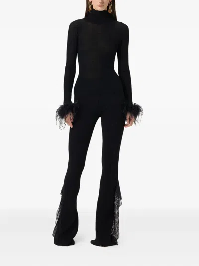 Blumarine Lace-detail Trousers In Black
