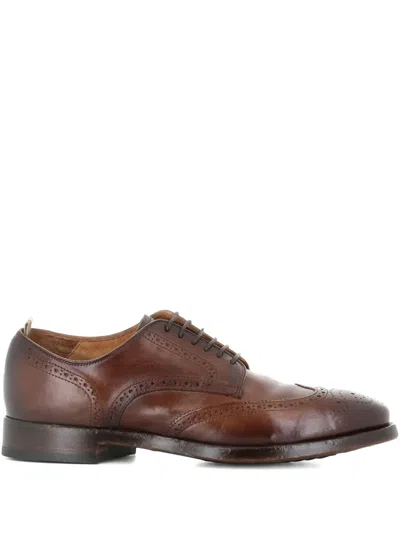 Officine Creative Leather Wingtip Brogues In Brown