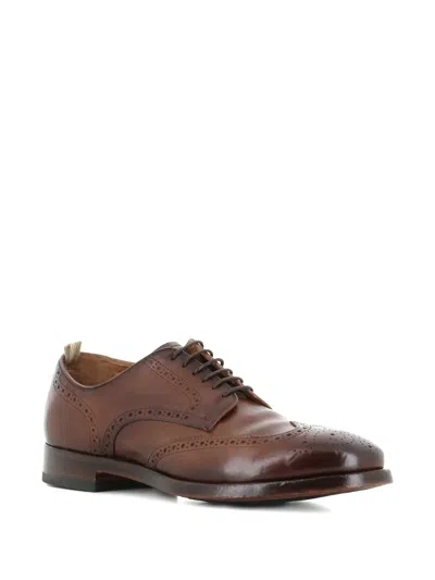 Officine Creative Leather Wingtip Brogues In Brown