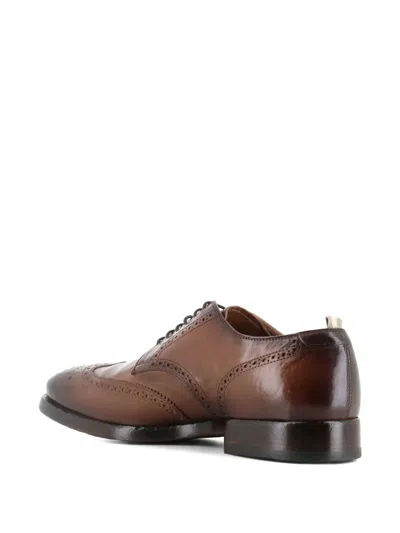 Officine Creative Leather Wingtip Brogues In Brown