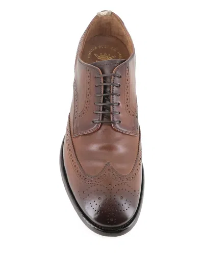Officine Creative Leather Wingtip Brogues In Brown
