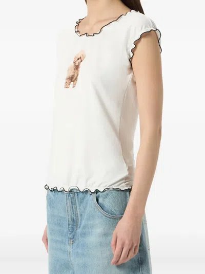 Blumarine Ruffled Cap-sleeve Top