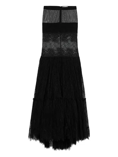 Blumarine See-through Rébrodé-lace Maxi Skirt In Black
