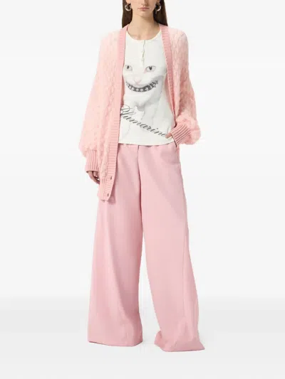 Blumarine Textured Cardigan In Pink