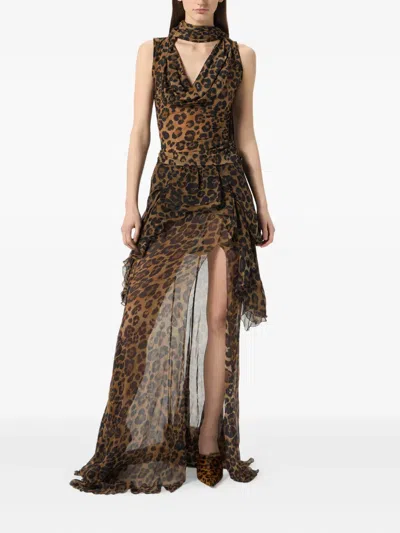 Blumarine Leopard-print Draped Top