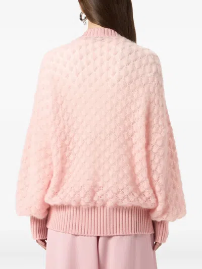Blumarine Textured Cardigan In Pink