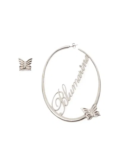 Blumarine Logo-lettering Earrings In Metallic