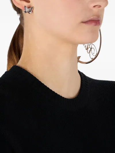 Blumarine Logo-lettering Earrings In Metallic