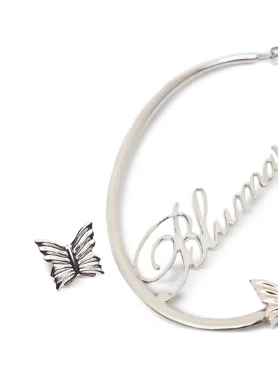Blumarine Logo-lettering Earrings In Metallic