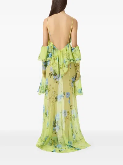 Blumarine Ruffled Floral Maxi Dress In Multi