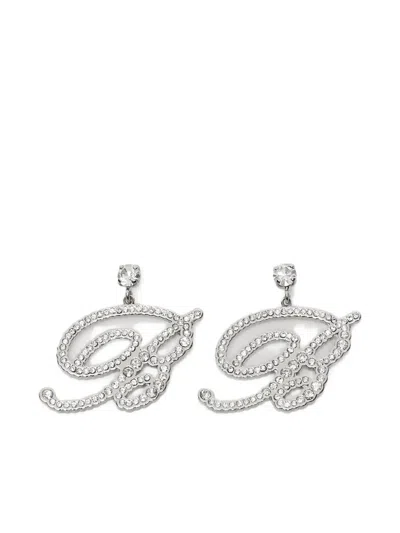 Blumarine Crystal-logo Earrings In Metallic