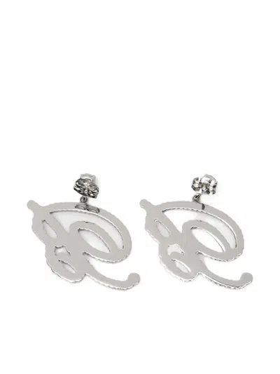 Blumarine Crystal-logo Earrings In Metallic