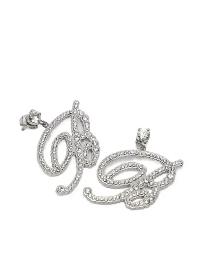 Blumarine Crystal-logo Earrings In Metallic