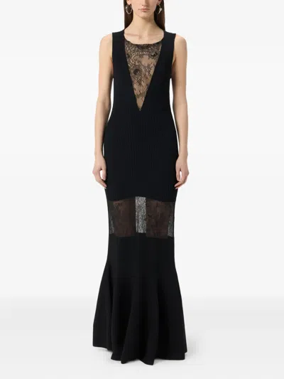 Blumarine Lace-panelled Sleeveless Gown In Black